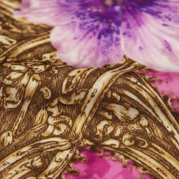 Pink Floral Satin Scarf 20x20 Women's Hair Tie Neck Wrist Wrap - Picture 2 of 10